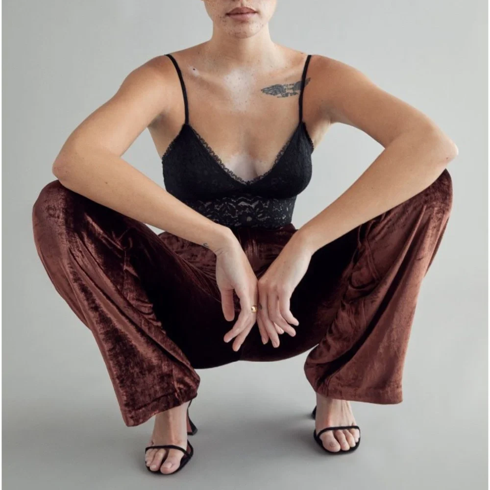 NEW Reformation Wes Velvet Pant Chestnut 2
